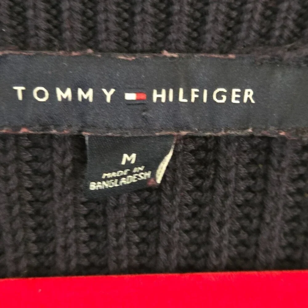Tommy Hilfiger Patriotic Red White Blue CableKnit Crewneck Sweater Size M